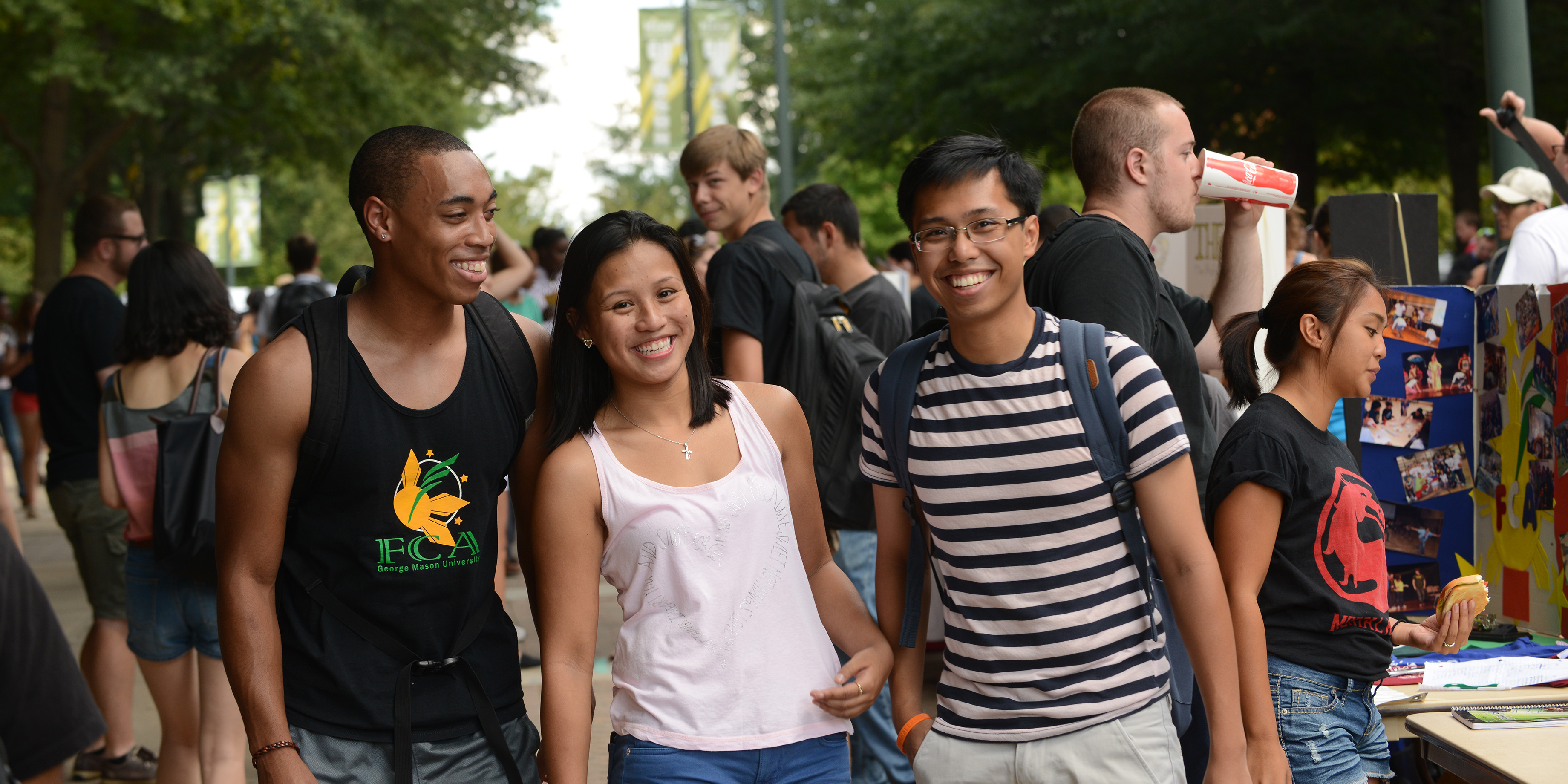 Student attend an on-campus event. Photo by Evan Cantwell/Creative Services/George Mason University