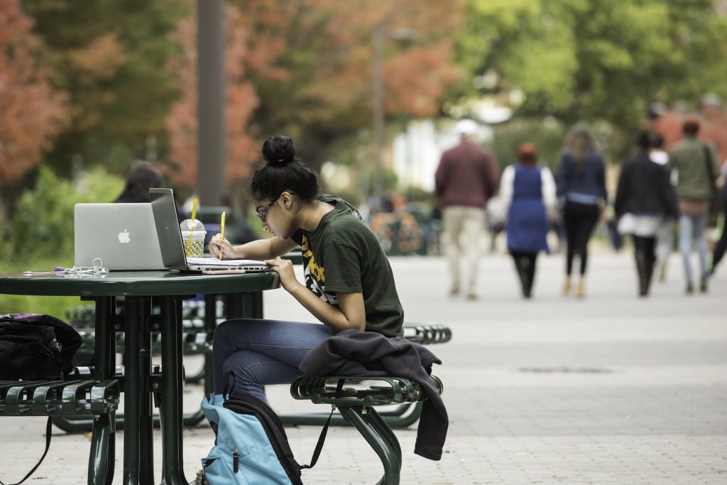 Students studying on the Fairfax campus