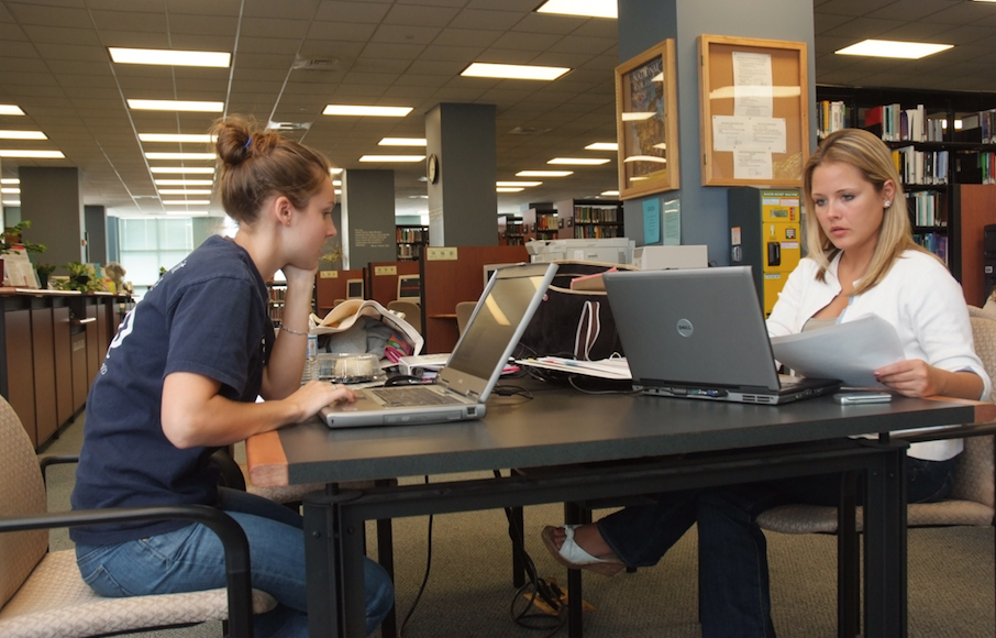 Students studying in Fairfax library