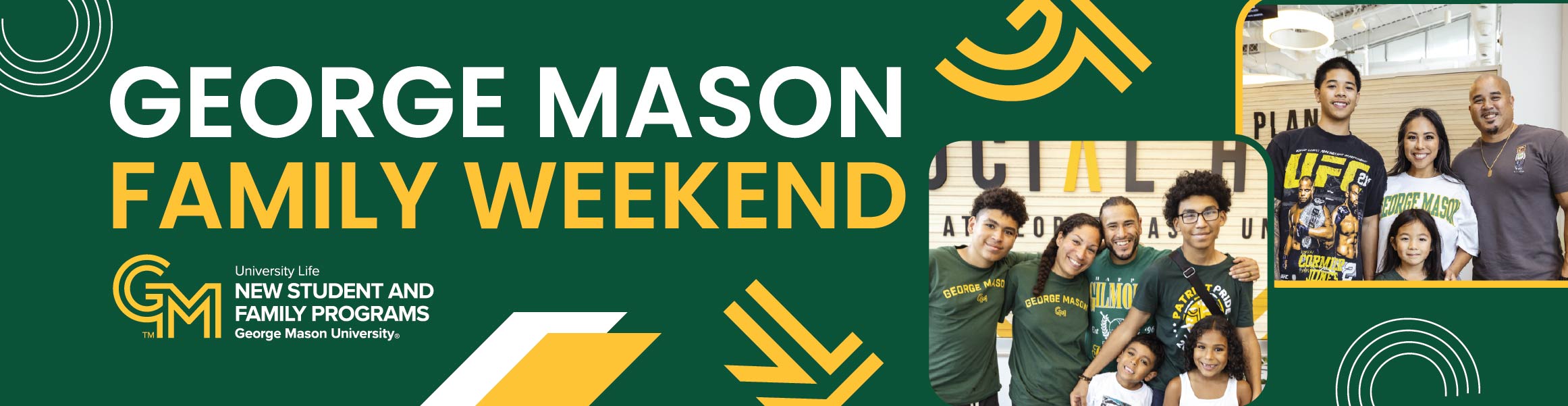Family Weekend Website Banner with images of families.
